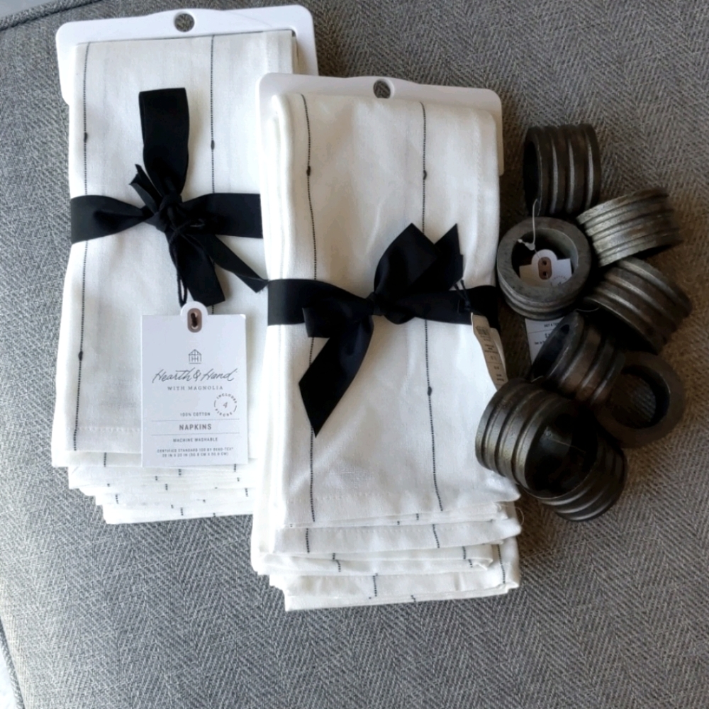 SOLD Hearth and hand napkins and rings